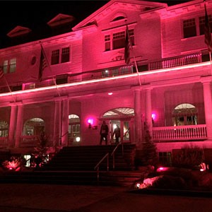 The Stanley lit up red for Halloween