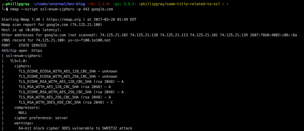 Output from nmap command