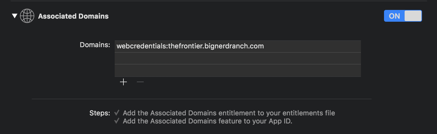 Adding an Associated Domain in Xcode